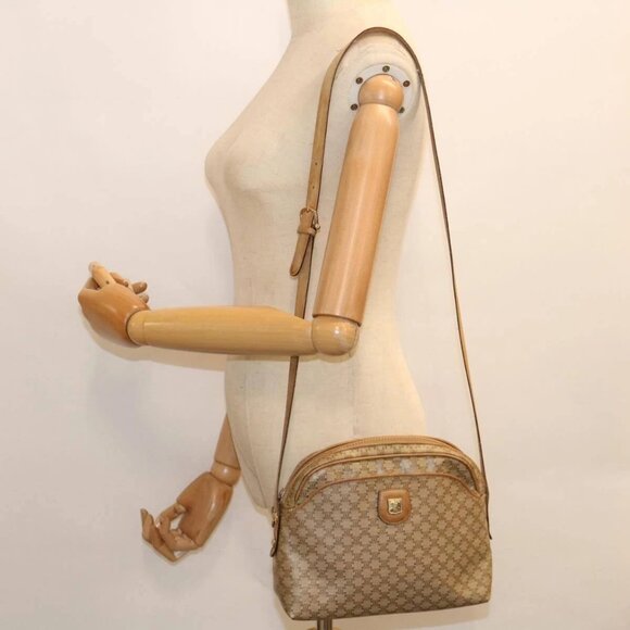 CELINE Macadam Canvas Shoulder Bag Beige Auth - Picture 1 of 16
